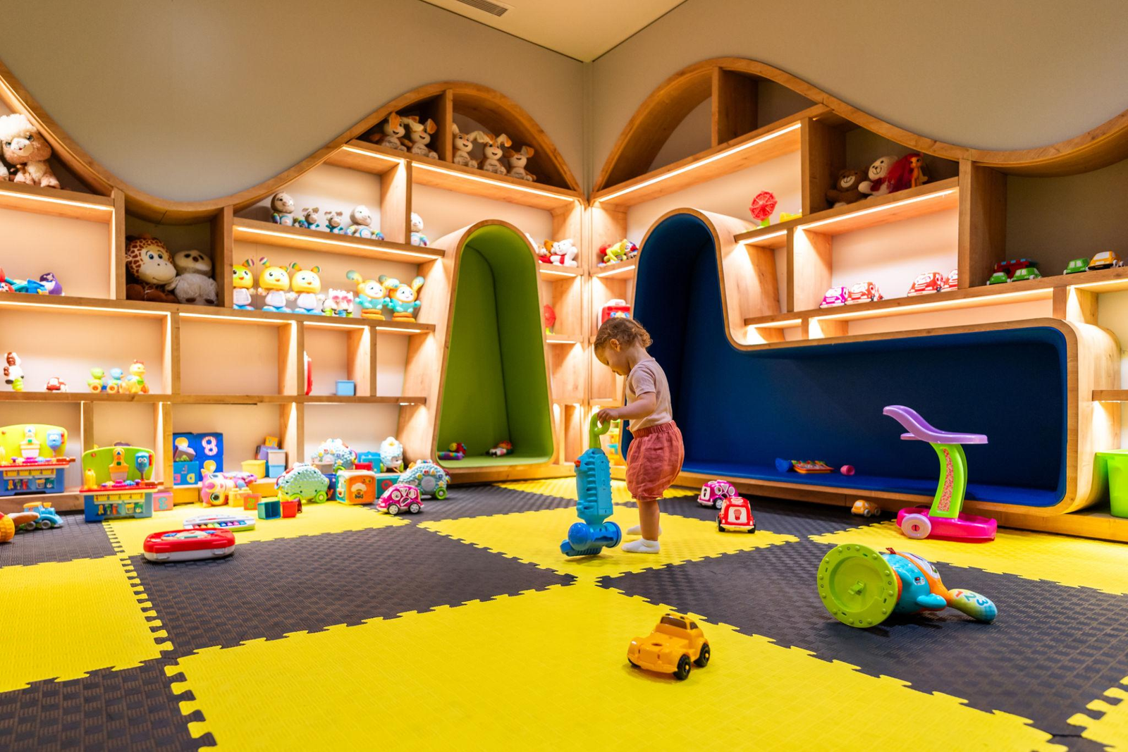 Colourful toy playroom filled with playful toys
